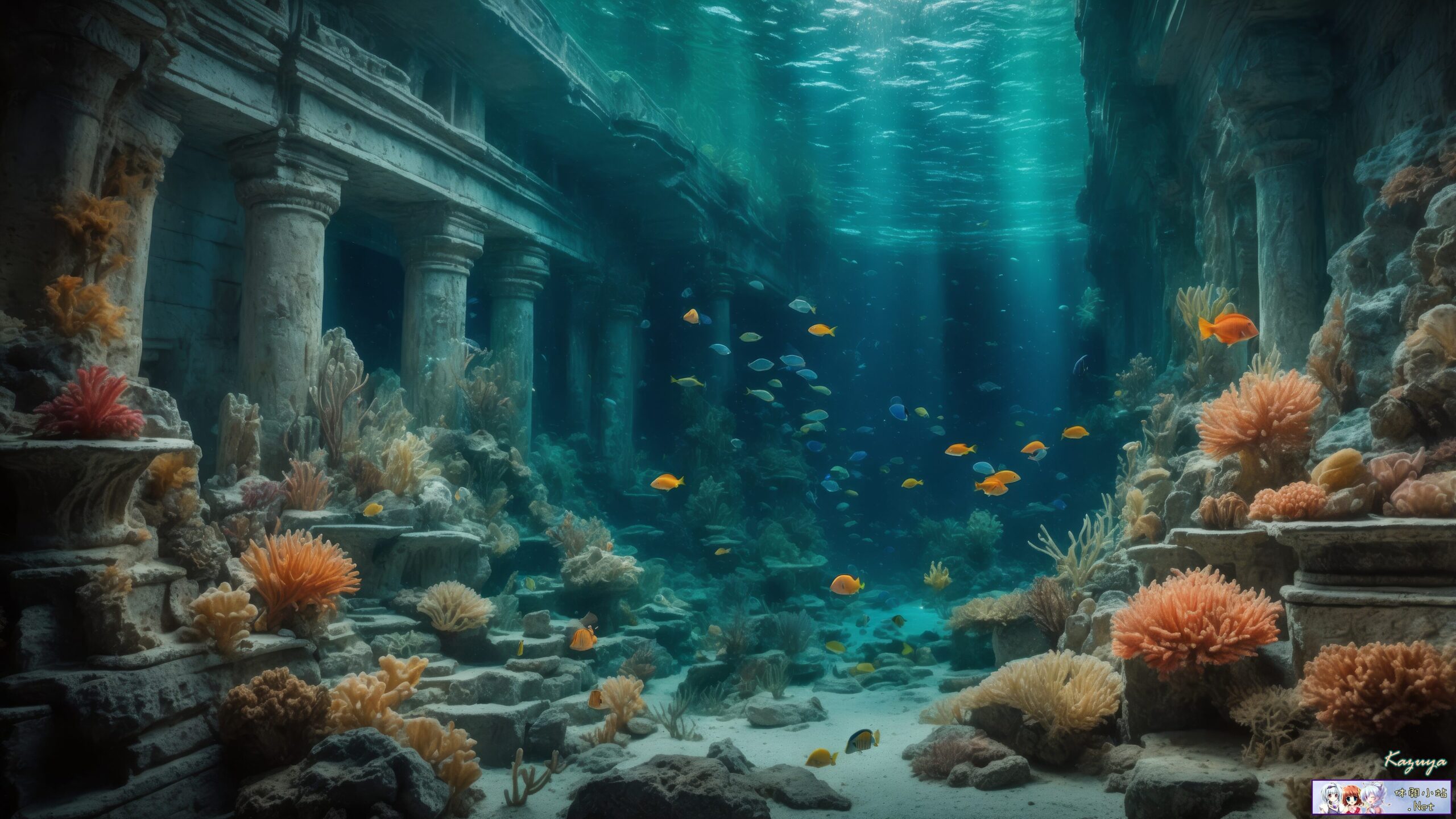 Deepsea with ancient building Deepsea with ancient building