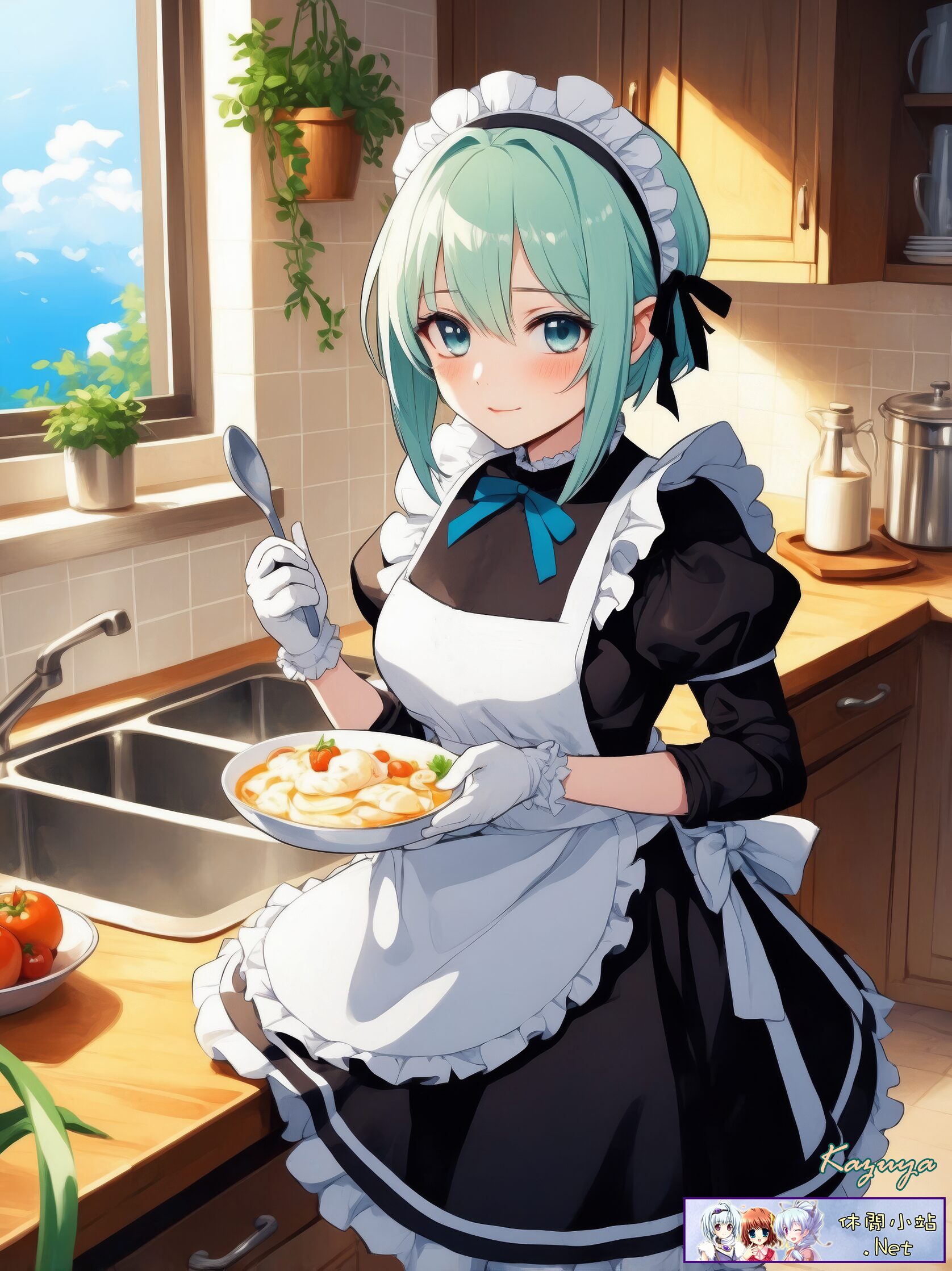 Maid girl preparing the food Maid girl preparing the food