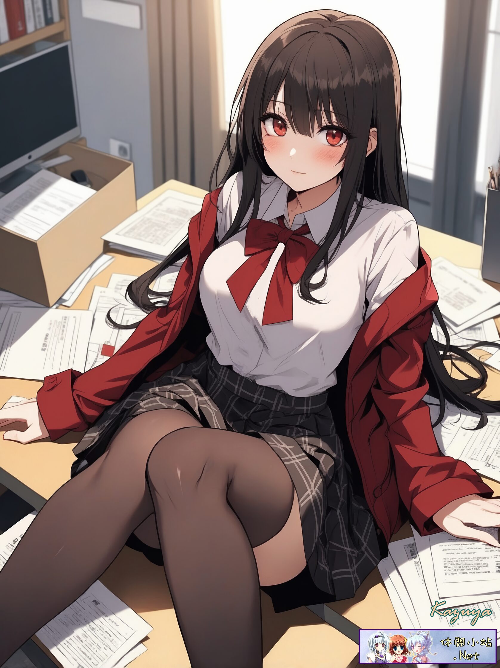 Cute girl sitting on the table Cute girl sitting on the table